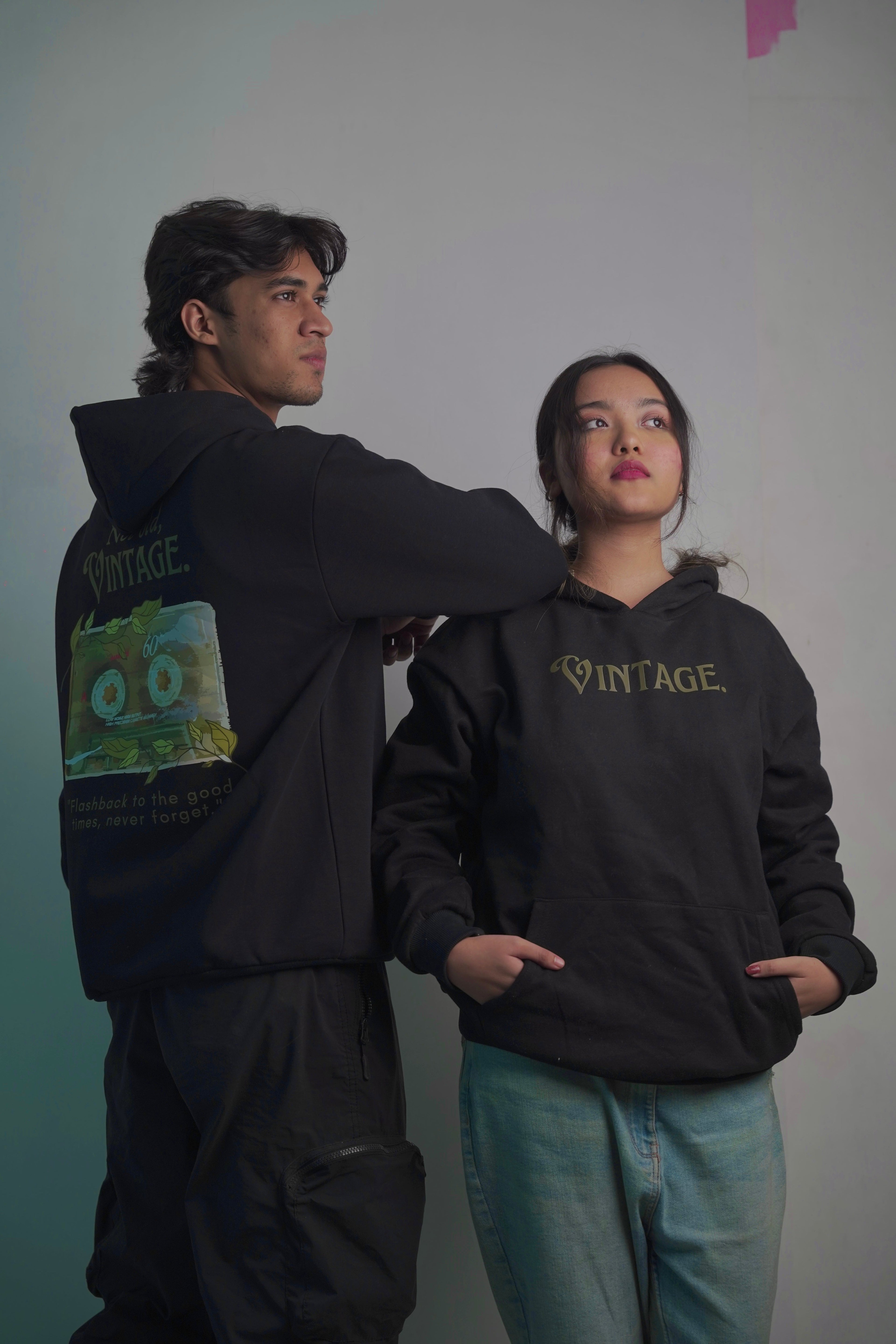 A hoodie is a comfortable, long-sleeved top made from soft fabric.